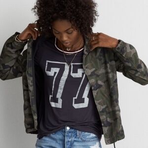 AEO American Eagle Outfitters Green Military Camo Windbreaker Fall Jacket